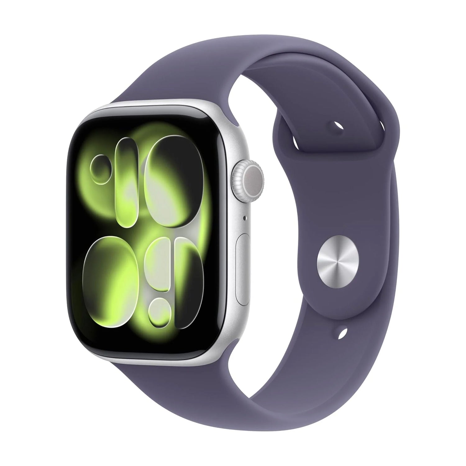 Smartwatch with a purple band on a white background